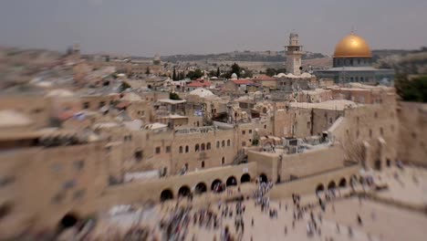 Vista-panorámica-de-las-lamentaciones-de-Jerusalén-pared-inclinable-lente-de-cambio