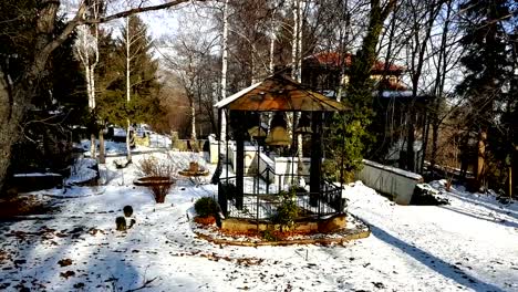 Dragalevsky-Monastery,-a-Bulgarian-Orthodox-Church,-bells-in-Winter