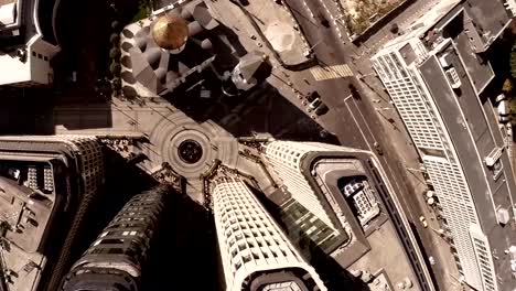 Aerial-of-Old-Believers'-Church-in-the-Name-of-St.-Nicholas.-Highly-photogenic-church-situated-in-the-heart-of-one-of-the-business-areas-of-Moscow,-Belorusskya-Station.-Cathedrals,-Sights-&-Landmarks