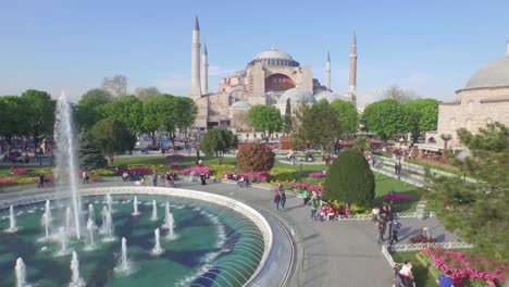 Aerial-view-of-Hagia-Sophia-in-Istanbul,-Turkey