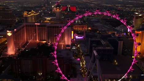 Vista-aérea-de-las-Vegas,-Nevada-del-Strip-de-Las-Vegas-de-noche