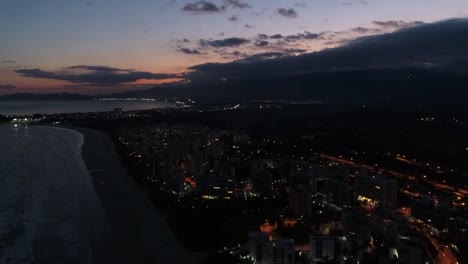 Riviera-Sao-Lourenco-Beach-at-Night,-Sao-Paulo,-Brazil