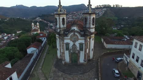 Aerial-of-Ouro-Preto-city-in-Minas-Gerais,-Brazil