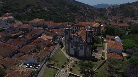 Aerial-of-Ouro-Preto-city-in-Minas-Gerais,-Brazil