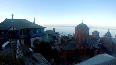 Part-of-a-monastery-on-Mount-Athos,-Greece