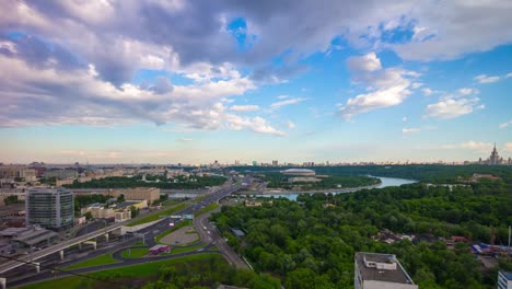 Rusia-día-luzhniki-stadium-Moscú-río-azotea-panorama-4k-timelapse