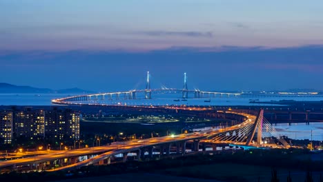 Zeitraffer-von-Incheon-Brücke-in-Seoul,-Südkorea