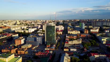 Aerial-drone-view-of-Chelyabinsk-city-center,-Russia