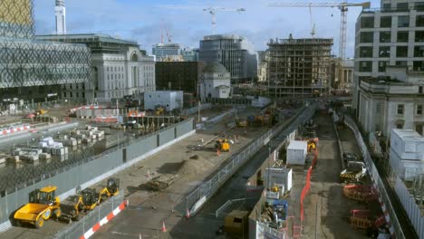 Stadtzentrum-von-Birmingham-im-Bau-2018-mit-einer-steigenden-Kamera.