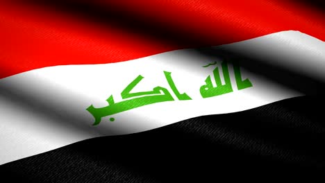 Iraq-Flag-Waving-Textile-Textured-Background.-Seamless-Loop-Animation.-Full-Screen.-Slow-motion.-4K-Video