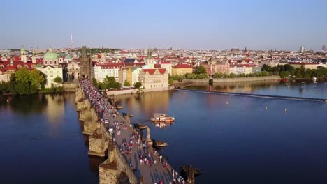 Amazing-aerial-view-of-the-Prague-city-Charles-bridge-from-above.