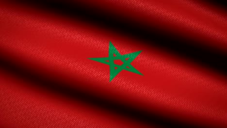 Morocco-Flag-Waving-Textile-Textured-Background.-Seamless-Loop-Animation.-Full-Screen.-Slow-motion.-4K-Video