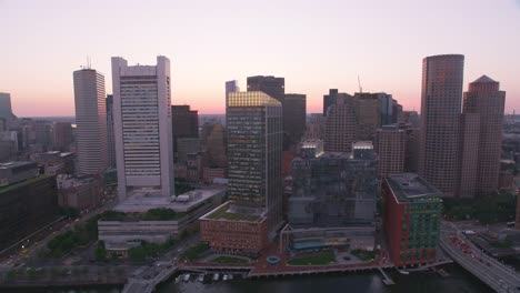 Aerial-view-of-Boston-at-sunset.