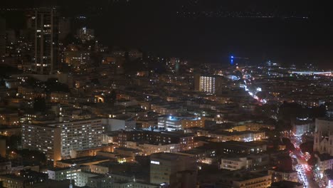 Horizonte-de-la-ciudad-edificios-de-oficinas-en-la-noche-San-Francisco,-California,-4-K