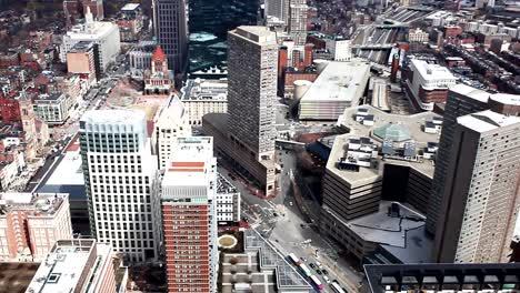 Eine-Luftaufnahme-der-Innenstadt-von-Boston,-Massachusetts