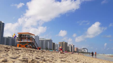 Vereinigte-Staaten-Sommer-miami-Süden-Strand-Rettungsschwimmer-Turm-Panorama-\"-4-k,-Florida