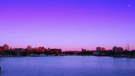 Epic-Purple-Sunset-Time-lapse,-Capital-City-Victoria-British-Columbia-Canada