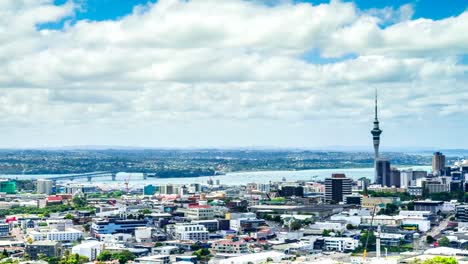 Time-Lapse---Ariel-View-of-Downtown-Auckland,-New-Zealand