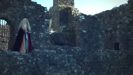 4k-Medieval-Shot-of-Style-Queen-Posing--in-Castle