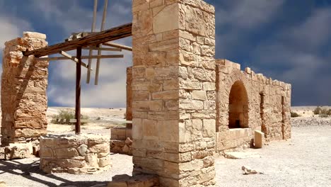 (Qasr)-Quseir-Amra-Wüste-Burg-in-der-Nähe-von-Amman,-Jordanien.-Welterbe-mit-berühmten-Fresken.