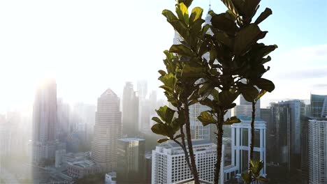 Aerial-drone-footage-at-Kuala-Lumpur-city-skyline