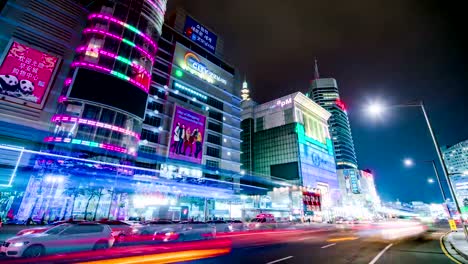 Noche-de-la-ciudad-de-Seúl-Timelapse-de-la-zona-de-compras