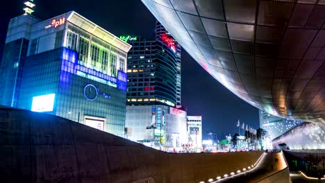 Seoul-City-Nacht-Verkehr-Zeitraffer