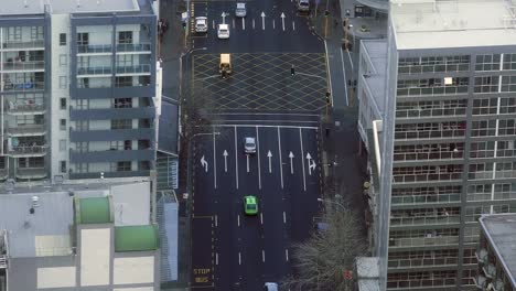 Urban-Aerial-view-of-city-traffic-in-Auckland-city