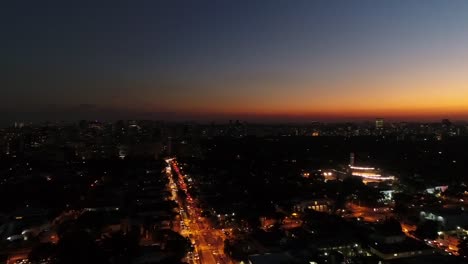 Aerial-View-Sao-Paulo-City-on-sunset-time,-Brazil