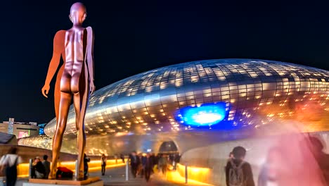 4K-Time-lapse-View-Walking-people-of-the-city-Seoul-at-night,-South-Korea