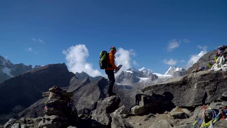 Man-with-a-backpack-travel-in-the-Himalayan-mountains