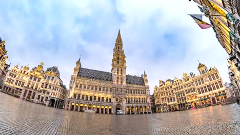 Brüssel-Stadt-Skyline-Zeitraffer-am-Grand-Place,-Brüssel,-Belgien-4K-Zeitraffer