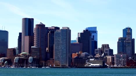 Timelapse-of-the-Boston,-Massachusetts-downtown-across-the-harbor