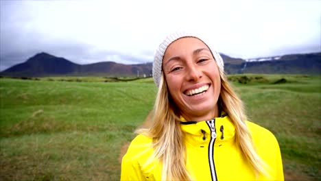 Portrait-of-blond-hair-woman-in-Iceland-SLOW-MOTION