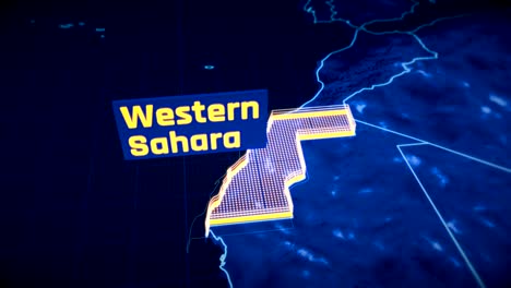 Western-Sahara-Gebiet-Grenze-3D-Visualisierung,-moderne-Karte-Umriss,-Reisen