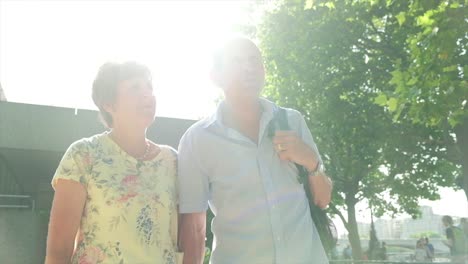 active-senior-caucasian-tourist-couple-walking-in-london-backlit-by-the-sun