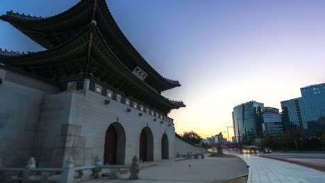 4K,-Time-lapse-of-Gyeongbokgung-palace-in-the-morning-in-Seoul-of-South-korea