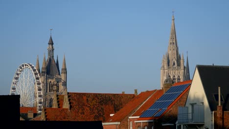 World-war-one-in-Belgium:-Ypres-today,-big-wheel-on-main-square