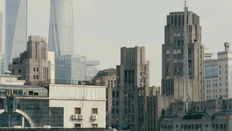 Beautiful-autumn-afternoon-with-an-amazing-view-over-the-downtown-the-city-center.-Shanghai-China,-July-2018.