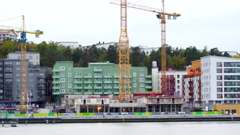 Tall-cranes-on-the-port-harbor-area-in-Stockholm-Sweden