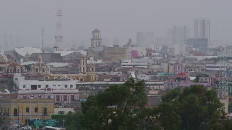 Puebla-skyline-during-evening-time-in-Puebla,-Mexico.