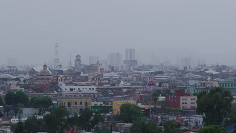 Puebla-skyline-during-evening-time-in-Puebla,-Mexico.