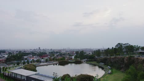 Puebla-skyline-during-evening-time-in-Puebla,-Mexico.