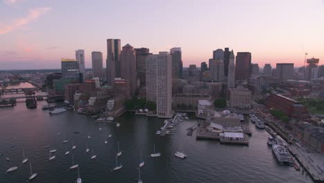 Aerial-view-of-Boston-at-sunset.