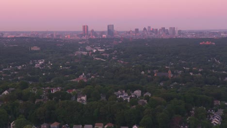 Aerial-view-of-Boston-at-sunset.