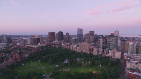 Aerial-view-of-Boston-at-sunset.