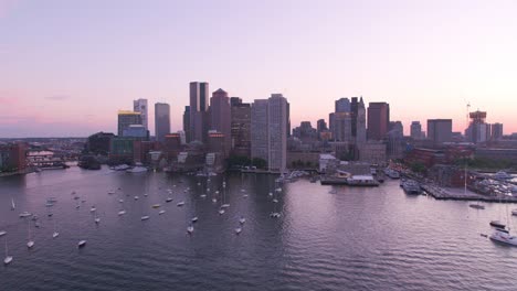 Aerial-view-of-Boston-at-sunset.