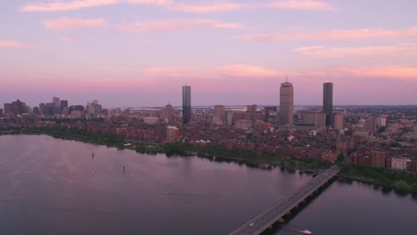 Aerial-view-of-Boston-at-sunset.