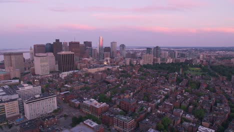 Aerial-view-of-Boston-at-sunset.