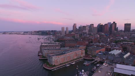 Aerial-view-of-Boston-at-sunset.